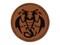 Two Headed Dragon Drake Wyvern Round Iron-On Engraved Faux Leather Patch Applique - 2.5"